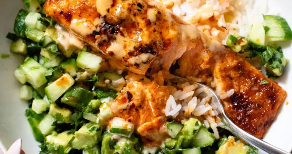 Bang Bang Salmon with Avocado Cucumber Salsa: A Zesty Twist on Weeknight Dinners
